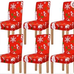 NEW (NIP) Festive Red Christmas Chair Covers (No chairs), 6 piece set